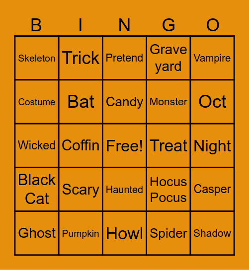 Bingo Halloween edition Bingo Card