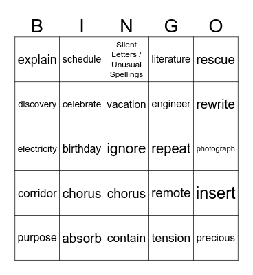 Phonics BINGO Card