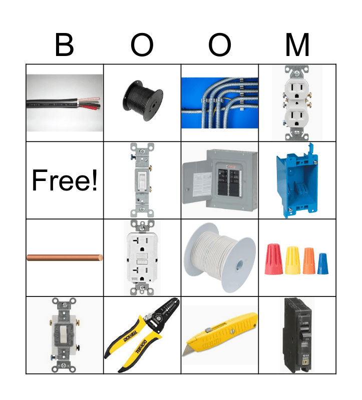 Electrical Bingo Card