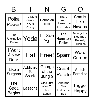 Weird Al Is The Best Bingo Card