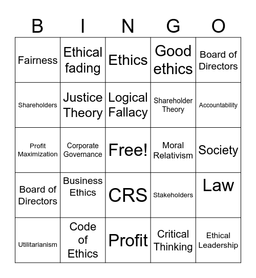 Business Law Chapter 4 Vocab Bingo! Bingo Card