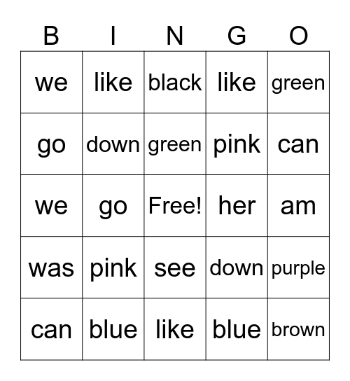 HFW Bingo Card