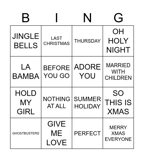 SANTA TIME Bingo Card