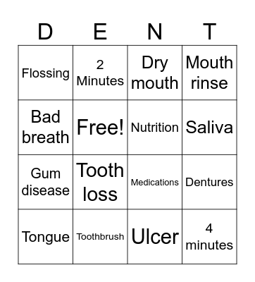 Dental Bingo Card