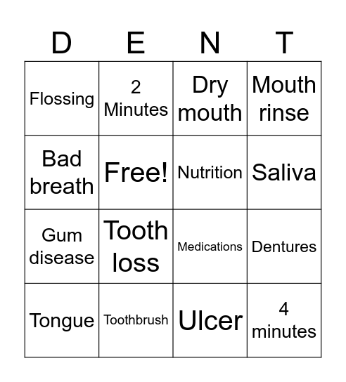 Dental Bingo Card