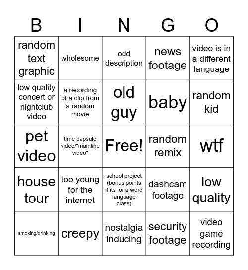 0 view youtube Bingo Card