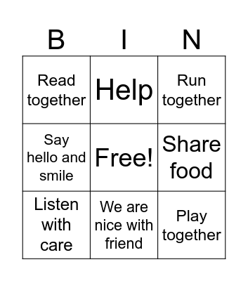 Making Friends Bingo Card