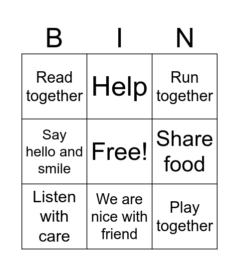 Making Friends Bingo Card