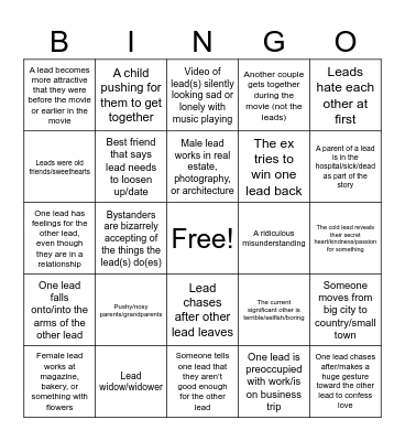 Hallmark Romance Movie Bingo Card