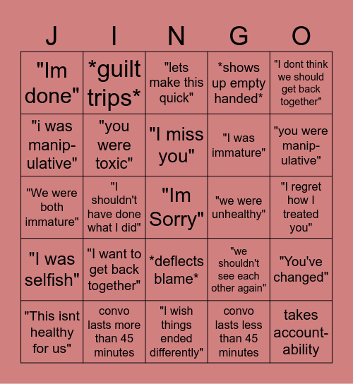 Jingo Bingo Card