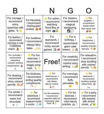 B18 L5 For a spicy snack, I recommend yupgi tteokbokki. 🌶️🍢 Bingo Card