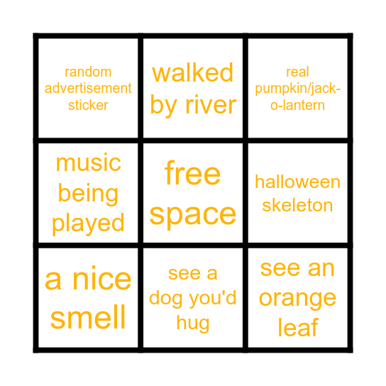 October Walking Bingo Card