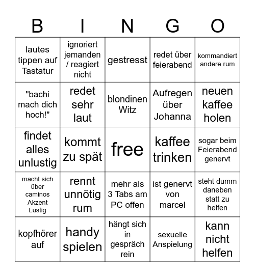 Martin Bingo 2 Bingo Card