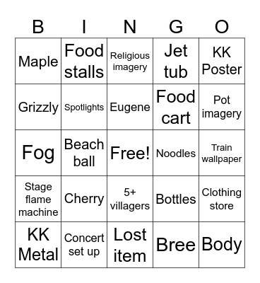 Aftershock ACNH Bingo Card