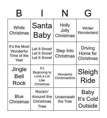 CHRISTMAS SONG BINGO Card