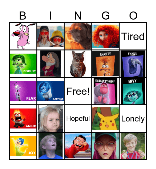 Emotions Bingo Card
