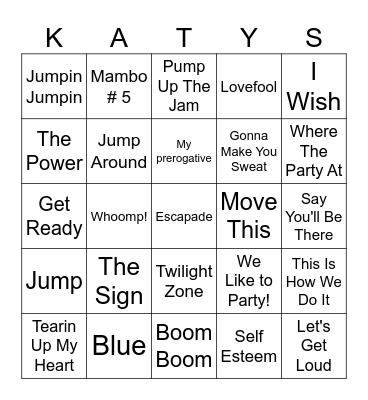 90's Work Out Bingo Card