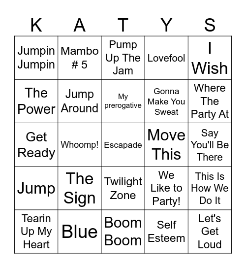 90's Work Out Bingo Card
