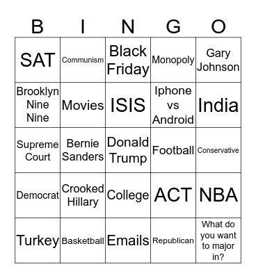 Thanksgiving Bingo Card