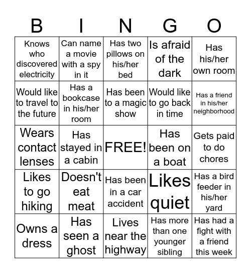 Class Bingo Search Bingo Card