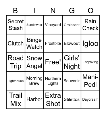 Jewelry Bingo Card