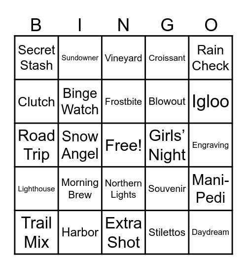 Jewelry Bingo Card