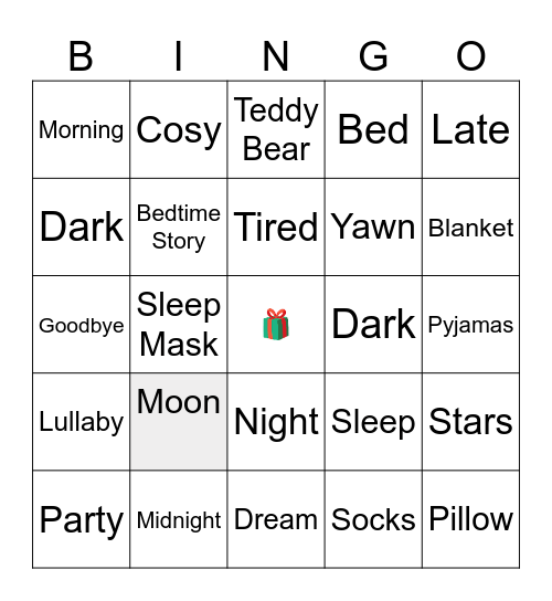 Pyjamas Party Bingo Card