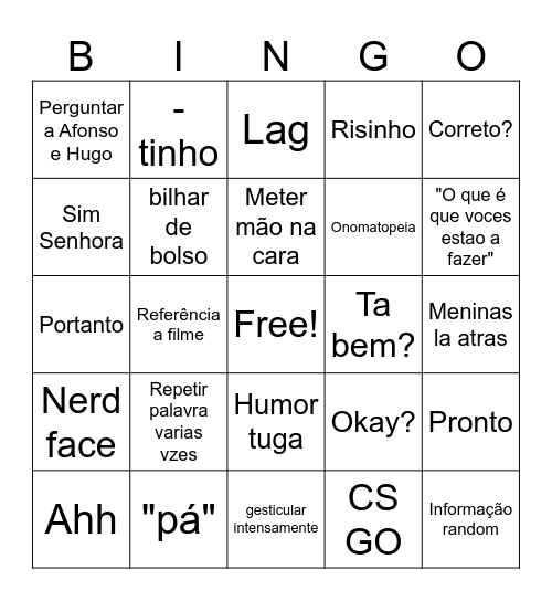stor aplicacoes Bingo Card