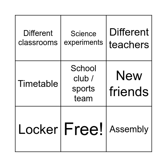Ysgol Llanfyllin Bingo Card