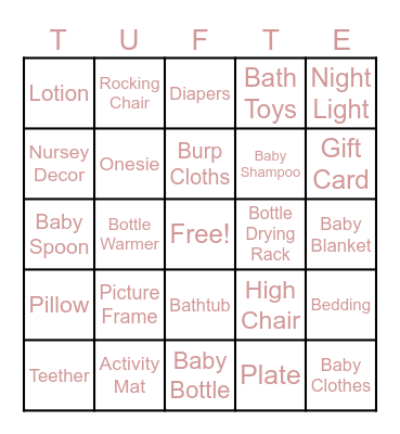 Baby Bingo Card