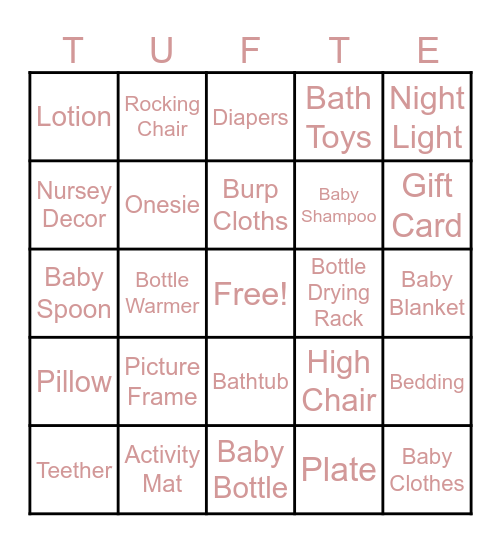 Baby Bingo Card