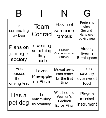Creative Icebreaker Bingo Card