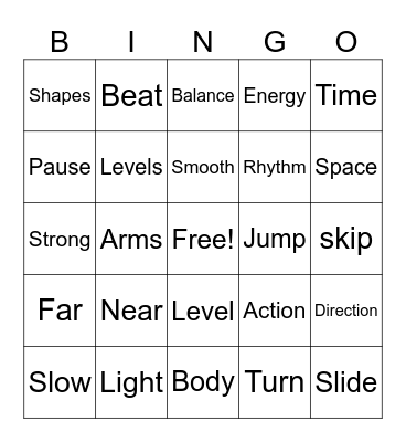 Elements of Dance Bingo Card