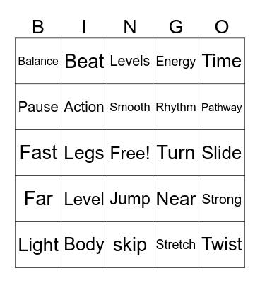 Elements of Dance Bingo Card