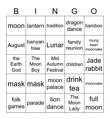 Mid Autumn Festival Bingo Card