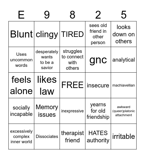 98 bingo Card