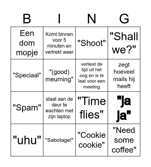 Chandler Bingo Card