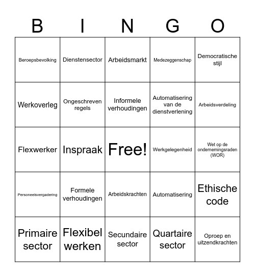 Werk Bingo Card