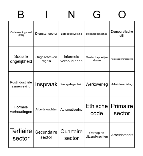 Werk Bingo Card