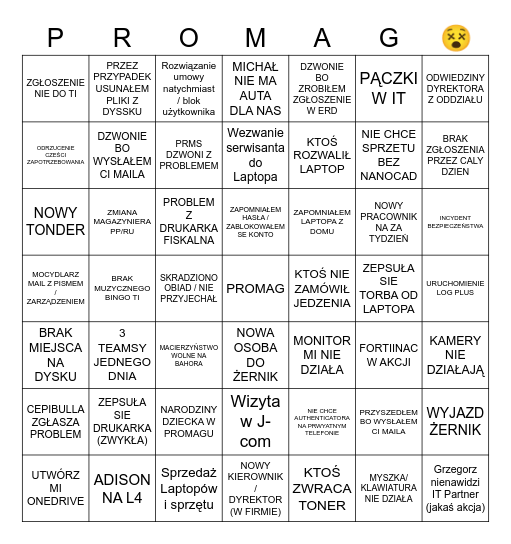 TI BINGO PAZDZIERNIK Bingo Card