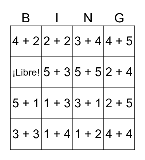 3-4Los numeros Bingo Card