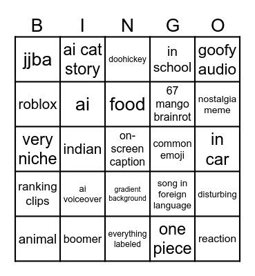reel bingo with demodex Bingo Card