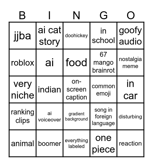 reel bingo with demodex Bingo Card