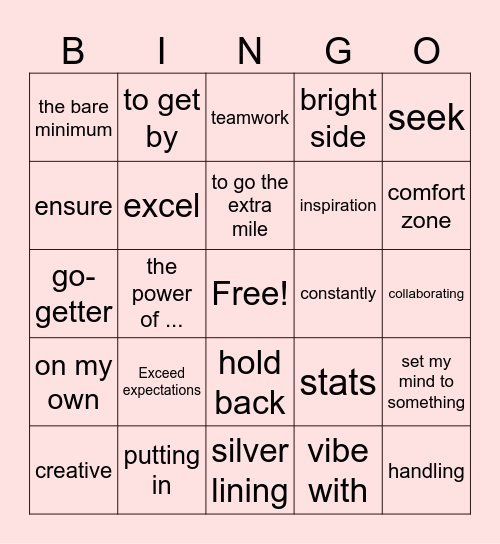 Skills and traits Bingo Card