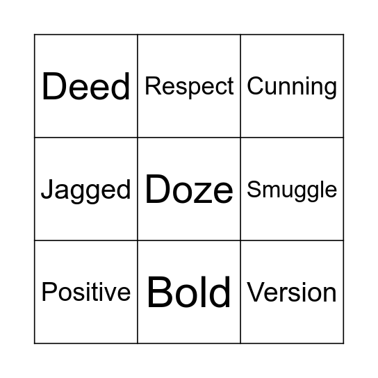 Vocab BINGO Card