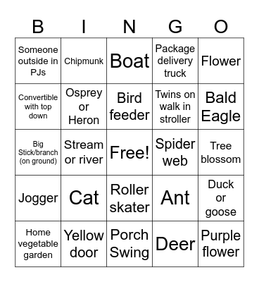 H&W Scavenger Hunt Bingo Card