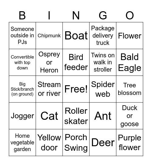 H&W Scavenger Hunt Bingo Card