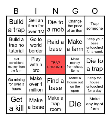 Donut SMP Bingo Card