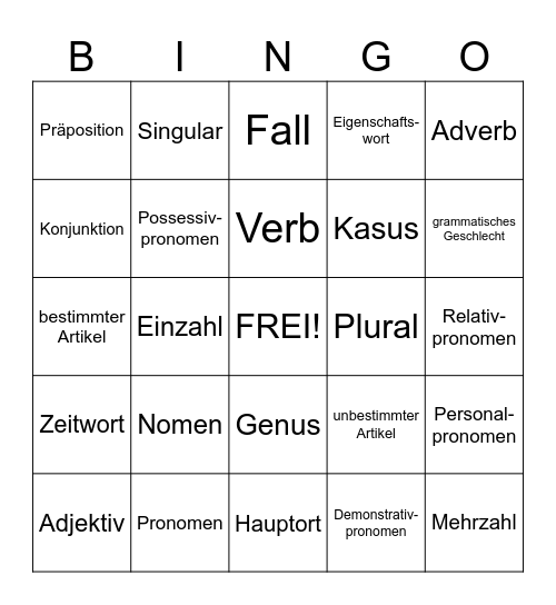 D7 Sprache & Sprachgebrauch 1 Bingo Card