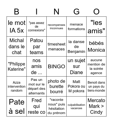 Goodbye Month Bingo Card